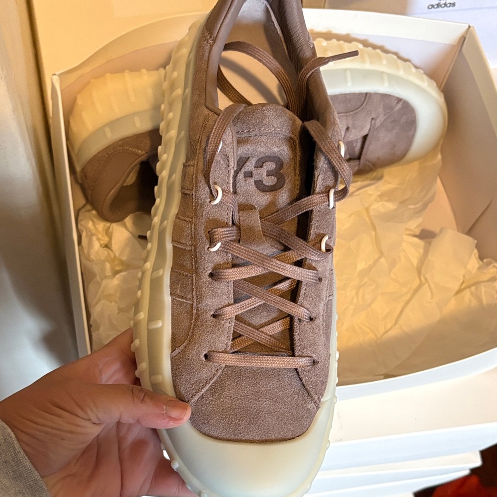 Y-3  Brown and Cream Sneakers
